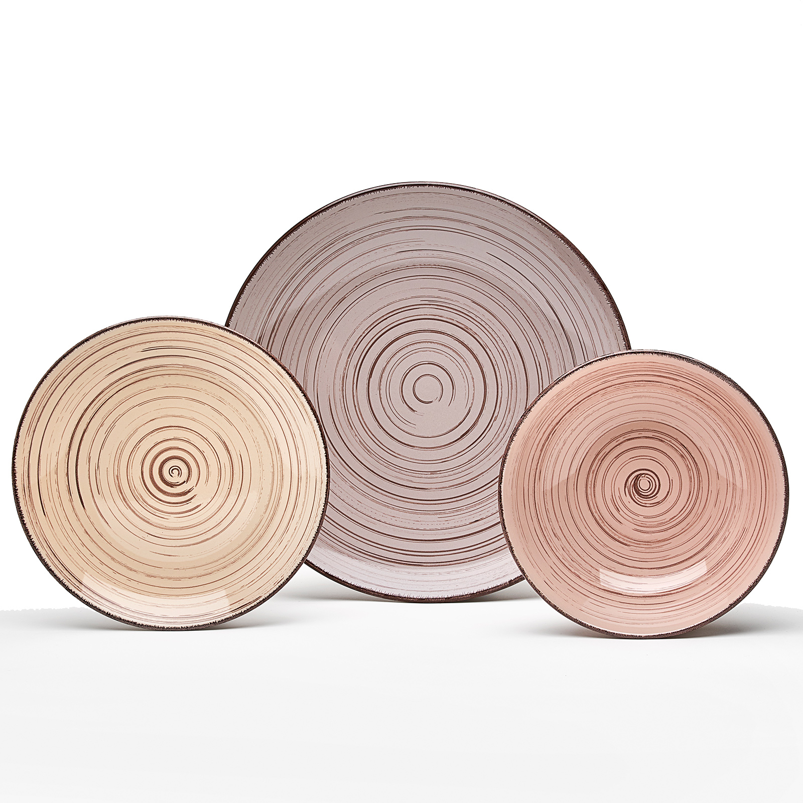 24-teiliges Kombiservice - taupe-rose-creme - Steingut