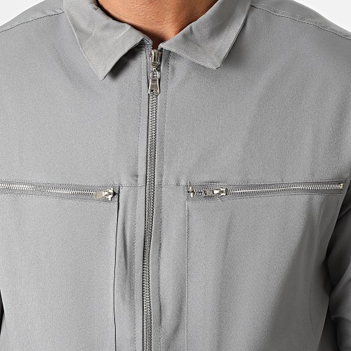 Ensemble Veste Zippée Et Pantalon Cargo KL-2093 Gris