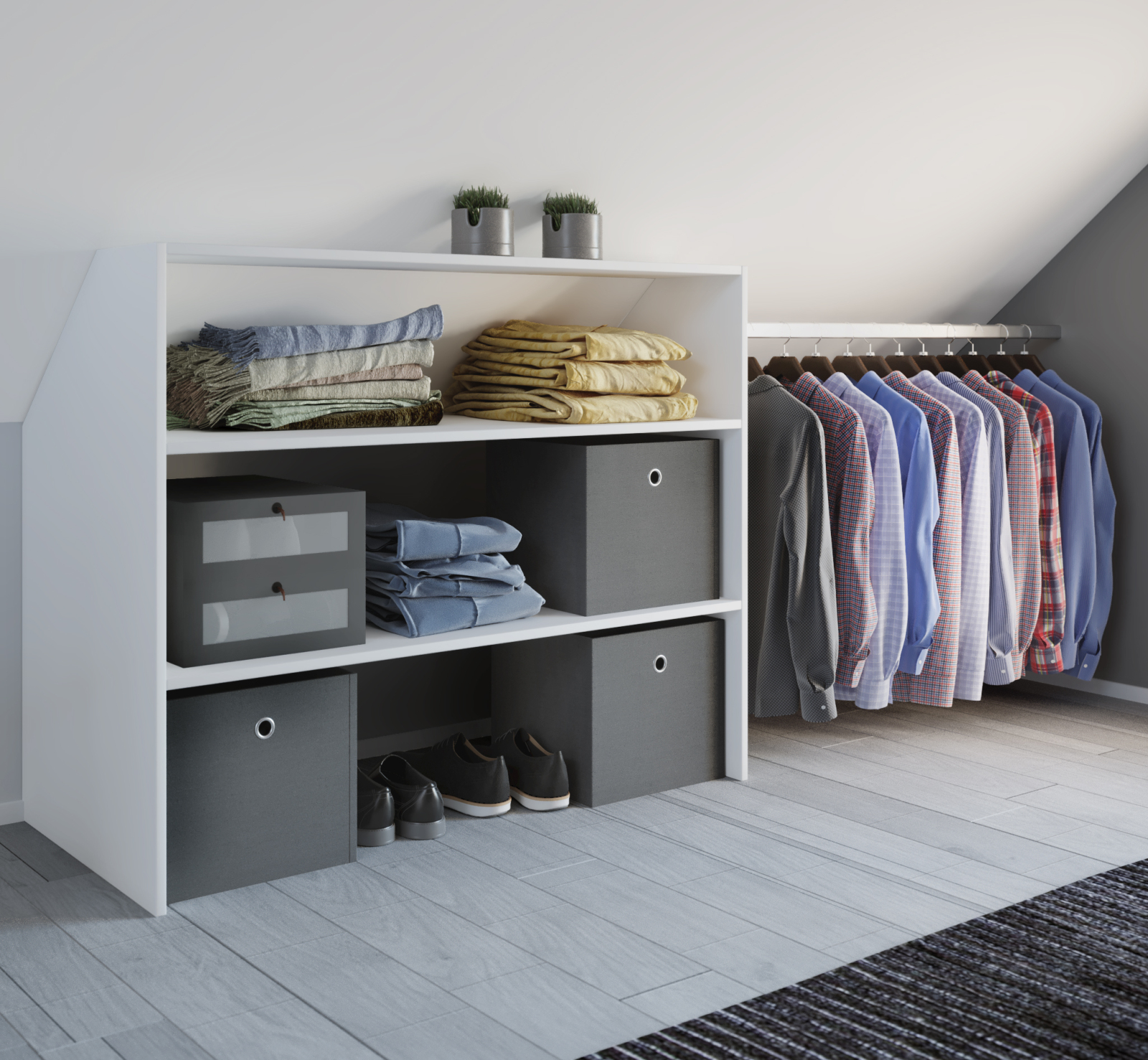 Dachschrägen-Regal DACHO - weiß - 90 cm breit