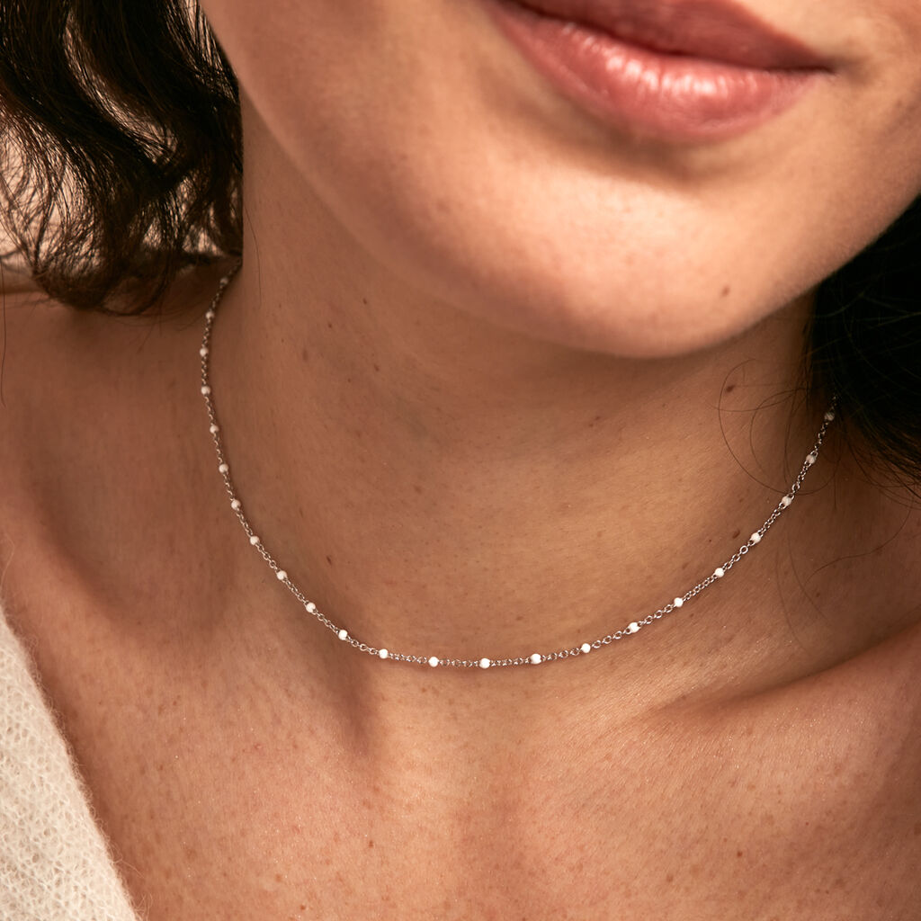Collier Polka Argent Blanc