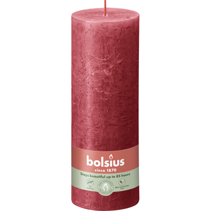 Bolsius Rustieke kaars 19cm rood