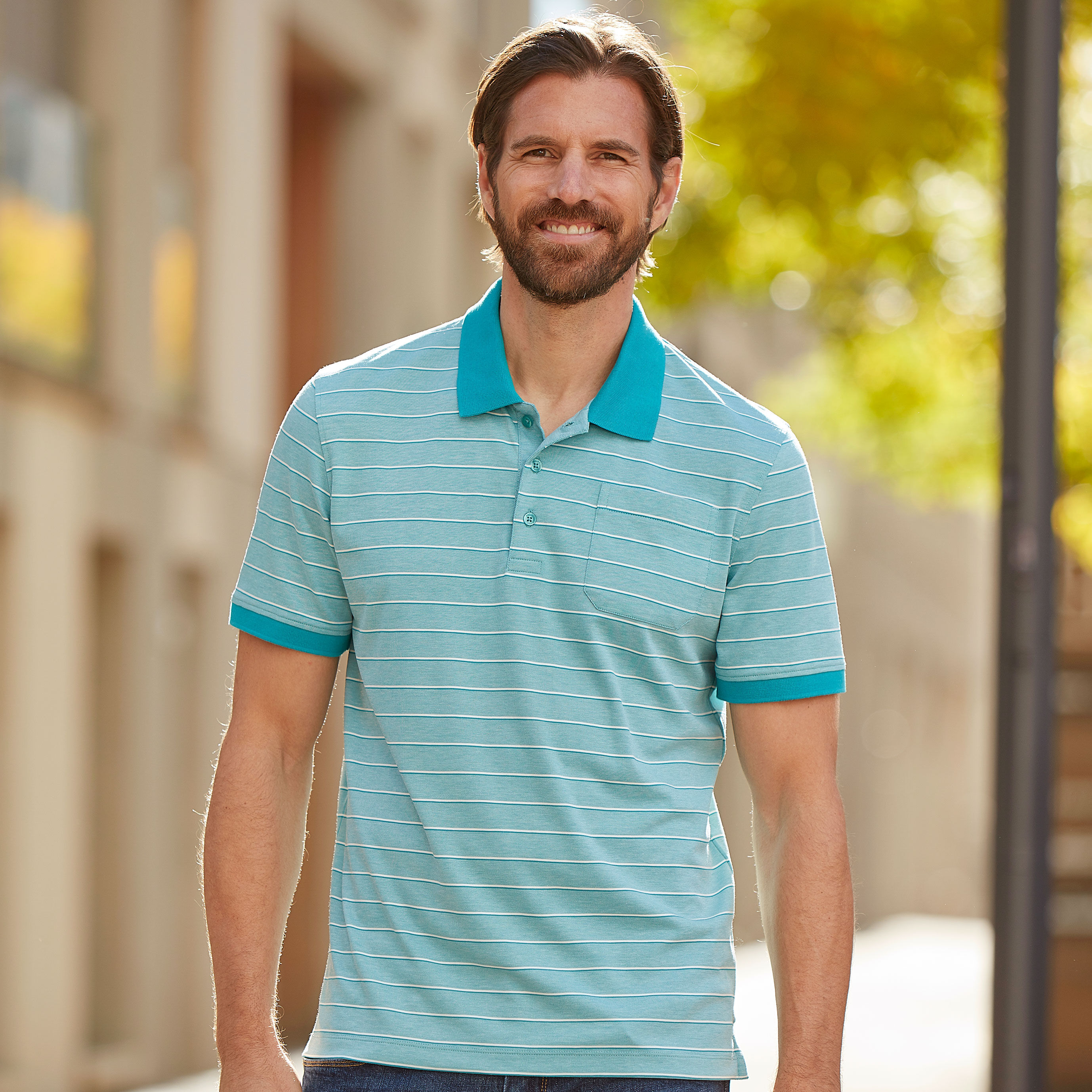 Kurzarm Poloshirt gestreift für Herren