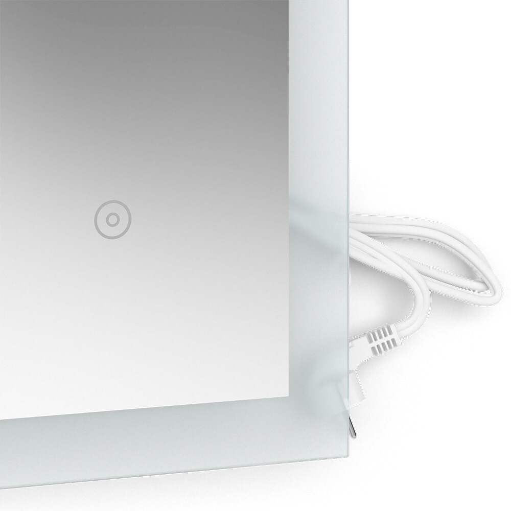 Vicco Badspiegel Wandspiegel LED-Spiegel Weiß 60x40 cm Badezimmer Spiegel Badmöbel Hängespiegel Spiegelbeleuchtung Touch-Switch dimmbar rahmenlos