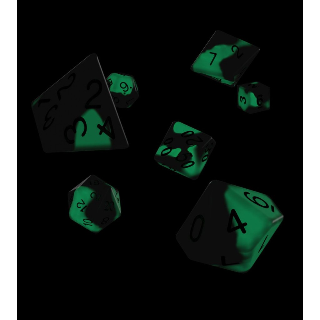 Oakie Doakie Dice dés RPG-Set Glow in the Dark - Biohazard (7)