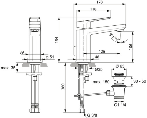 Ideal Standard TONIC II chroom wastafelkraan A6326AA