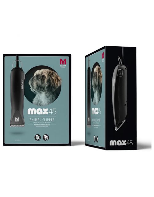 Moser Tondeuse Max 45  Scheerkop 1 Mm  + 2 Opzetkam - Hondenvachtverzorging - Zwart