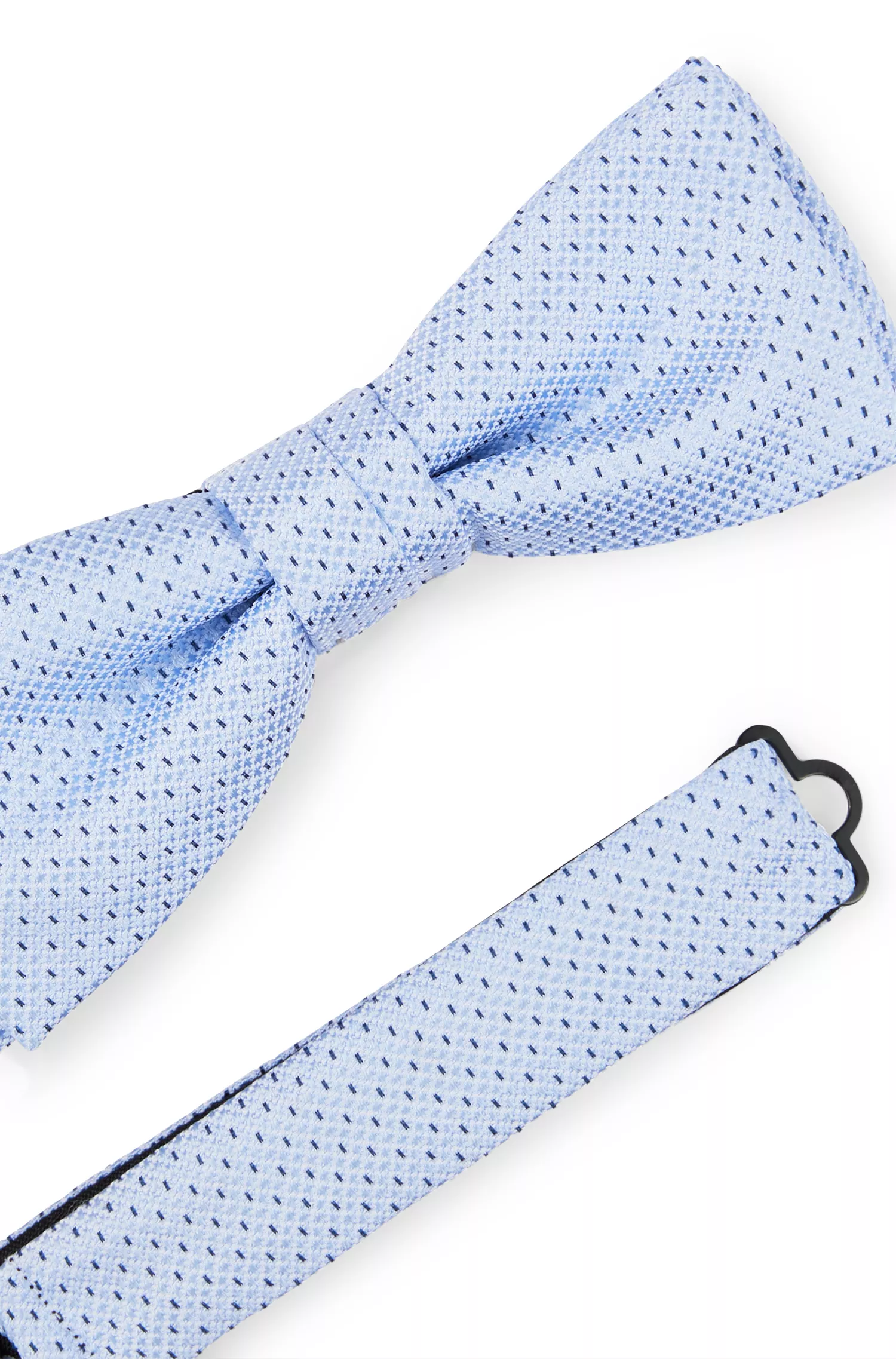 Gravata borboleta e lenço de bolso BOSS pretos em jacquard de mistura de seda.