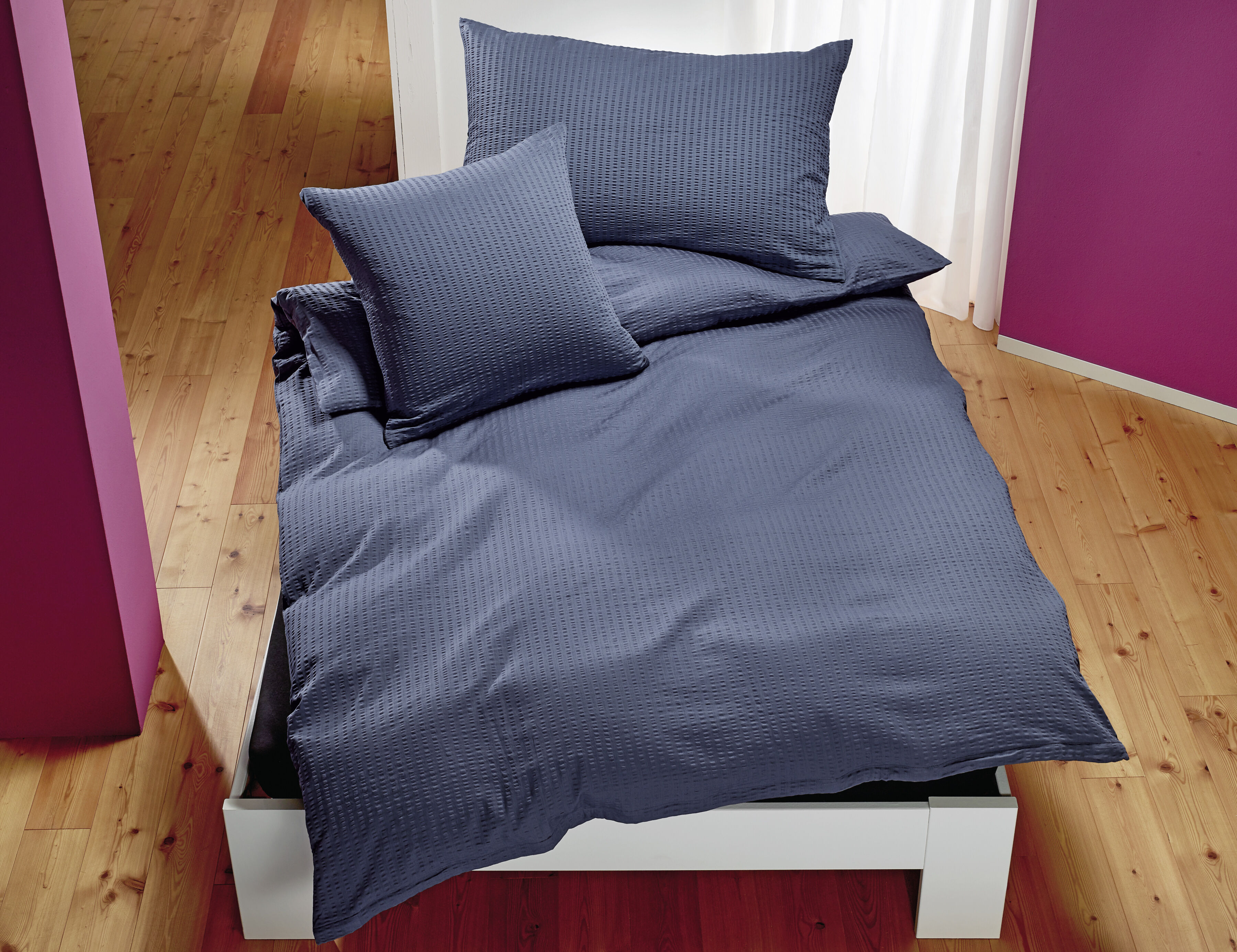 Bettwäsche Uni Satin-Seersucker