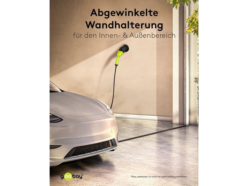 Goobay Wandhalterung abgewinkelt für Ladekabel Typ-2 Kabel-Wandhalterung für Typ-2 Elektrofahrzeug-Ladekabel