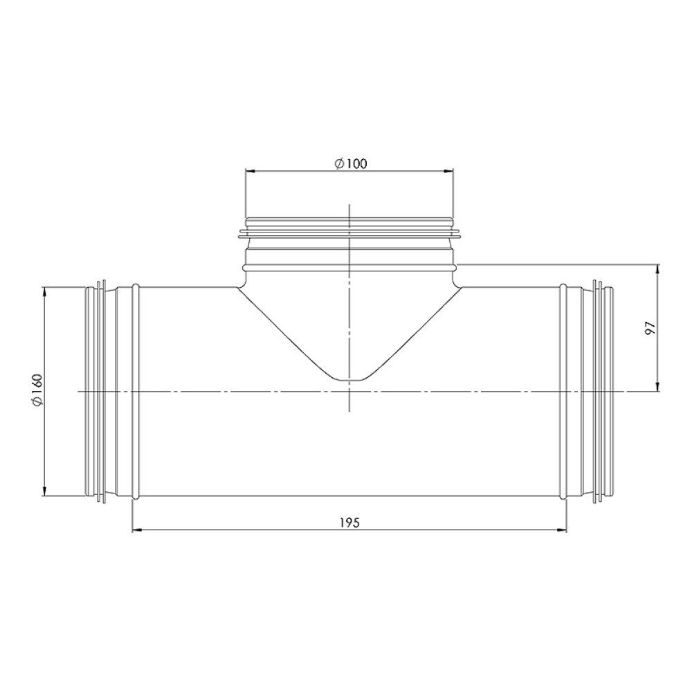 T-RØR 90° Ø160-100MM
