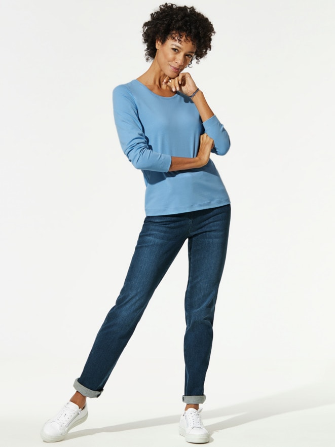 Baumwoll-Basic-Shirt Langarm