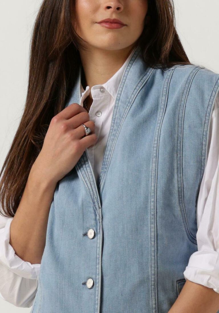 ANOTHER LABEL blauwe another label gilet unni denim vest