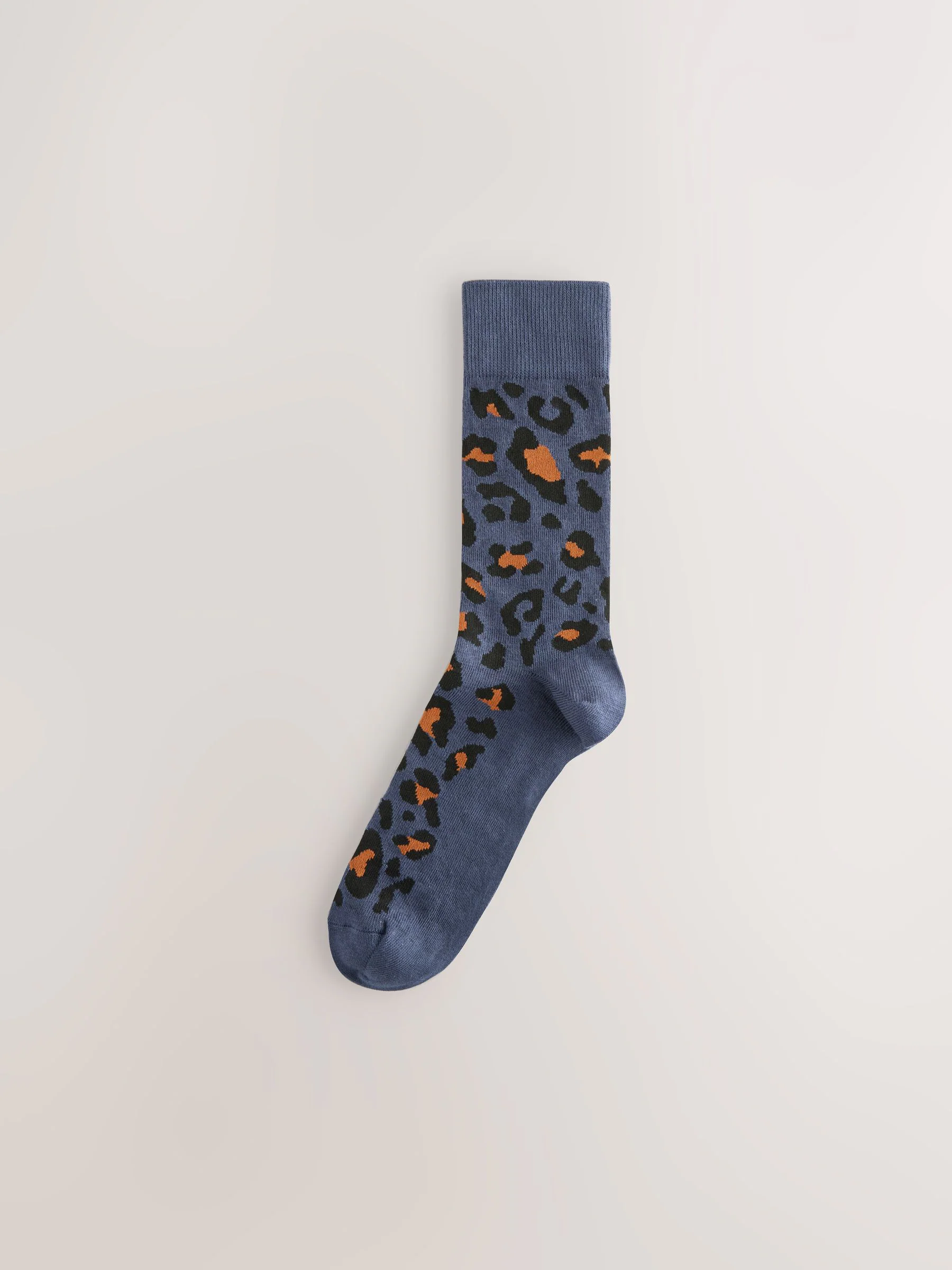 Blauw/groen/grijs met dierenprint - Set van 5 sokken met patroon