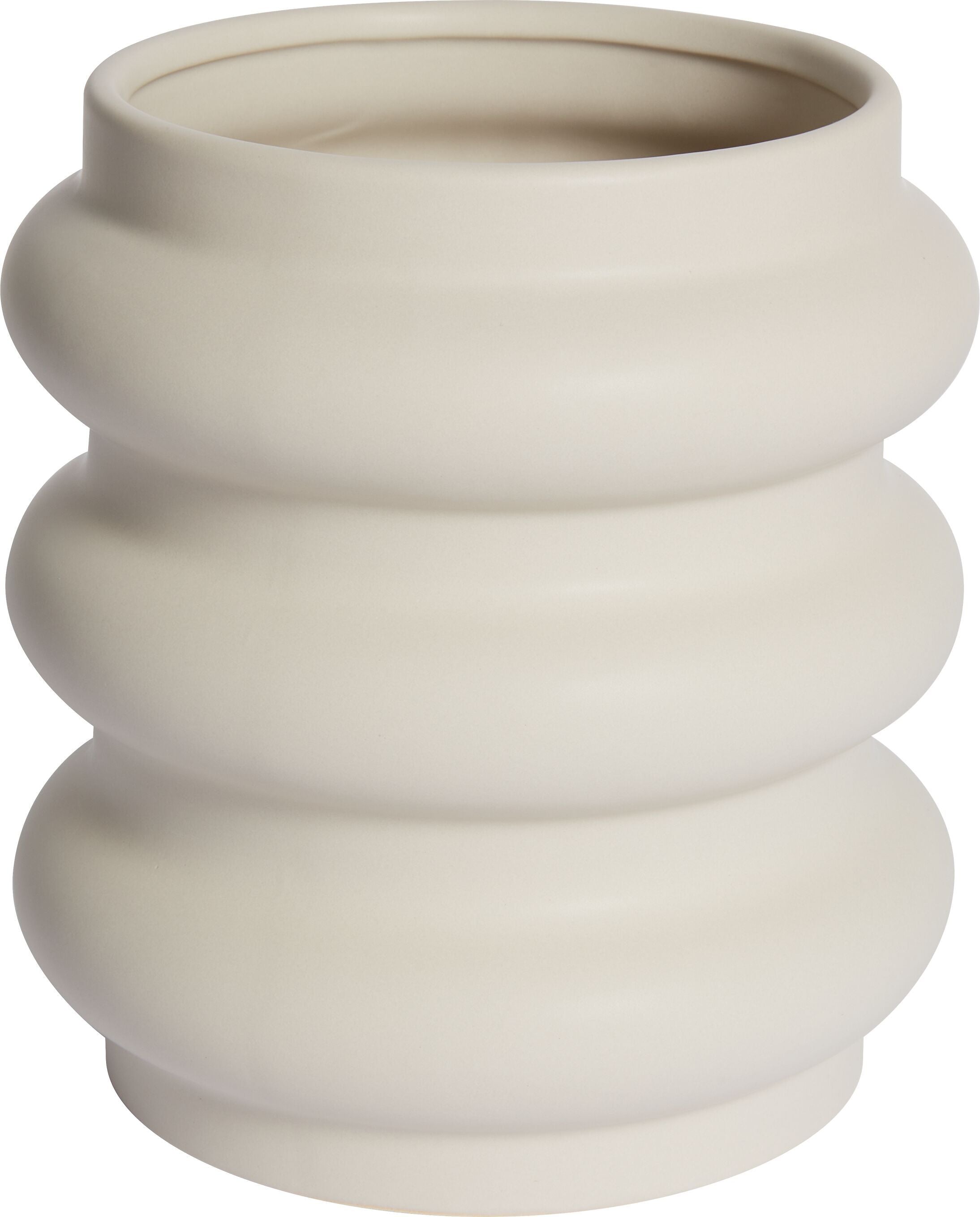 NOLA Vase - Beige / B: 18.2 cm x T: 18.2 cm x H: 19.6 cm