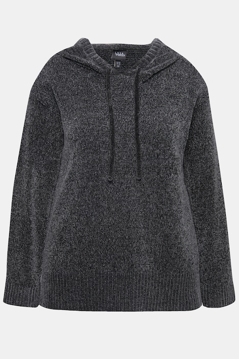 Chenille-Hoodie, Kapuze, Kordel, Langarm