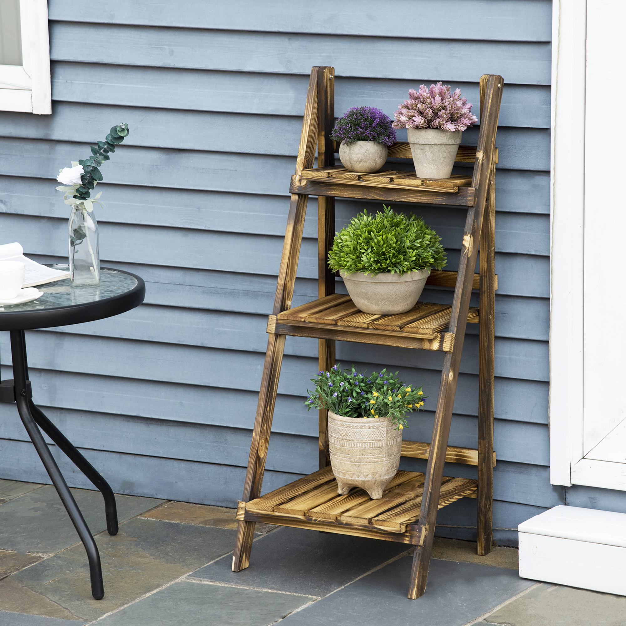 Prateleira para plantas Outsunny em madeira natural