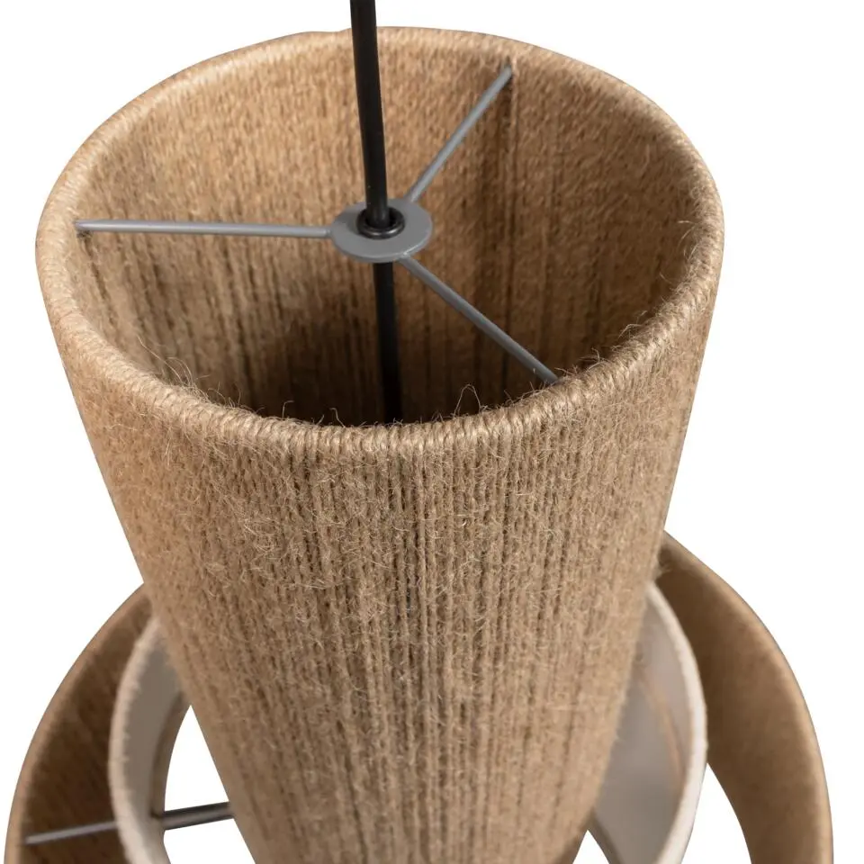 WOOOD Omari Vloerkleed - Wol/Jute - Naturel/Zwart - 1x160x230