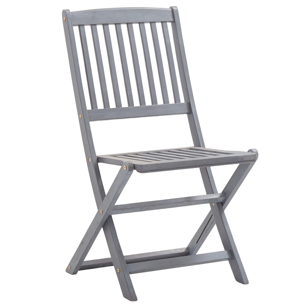 Mobilier à dîner de jardin 5 pièces bois d'acacia massif gris