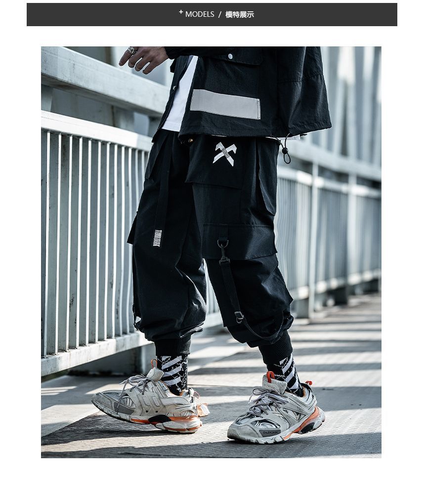 GRAYCIOUS - Mid Rise Cross Straps Buckled Cargo Baggy Pants