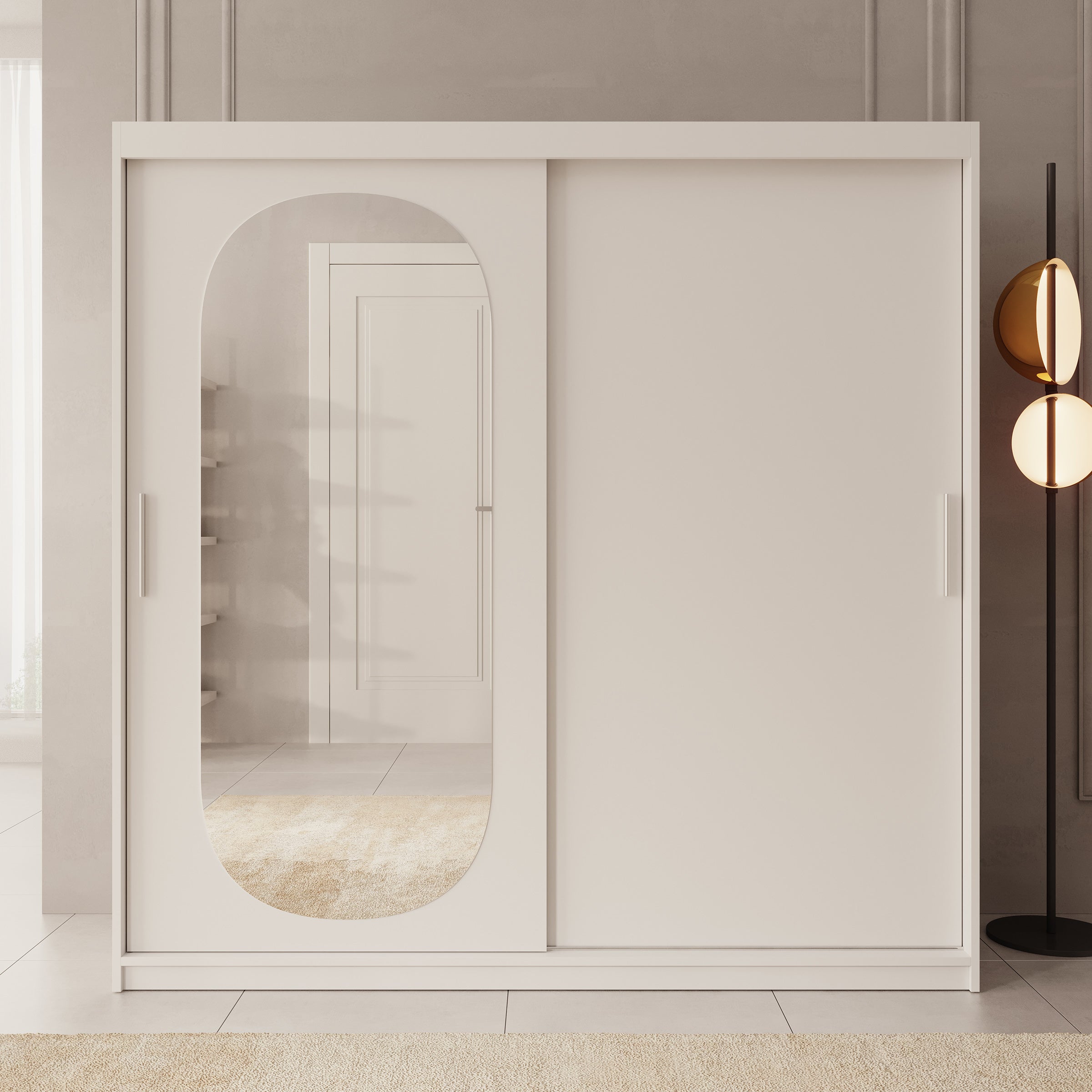 Bodhi - Kledingkast met schuifdeuren - Wit - 200x62x200 cm