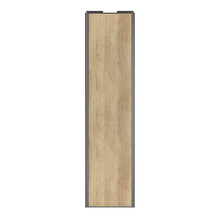 Porte de placard coulissante effet chêne brut profil gris GoodHome Arius H. 248,5 x L. 62.2 cm + amortisseurs
