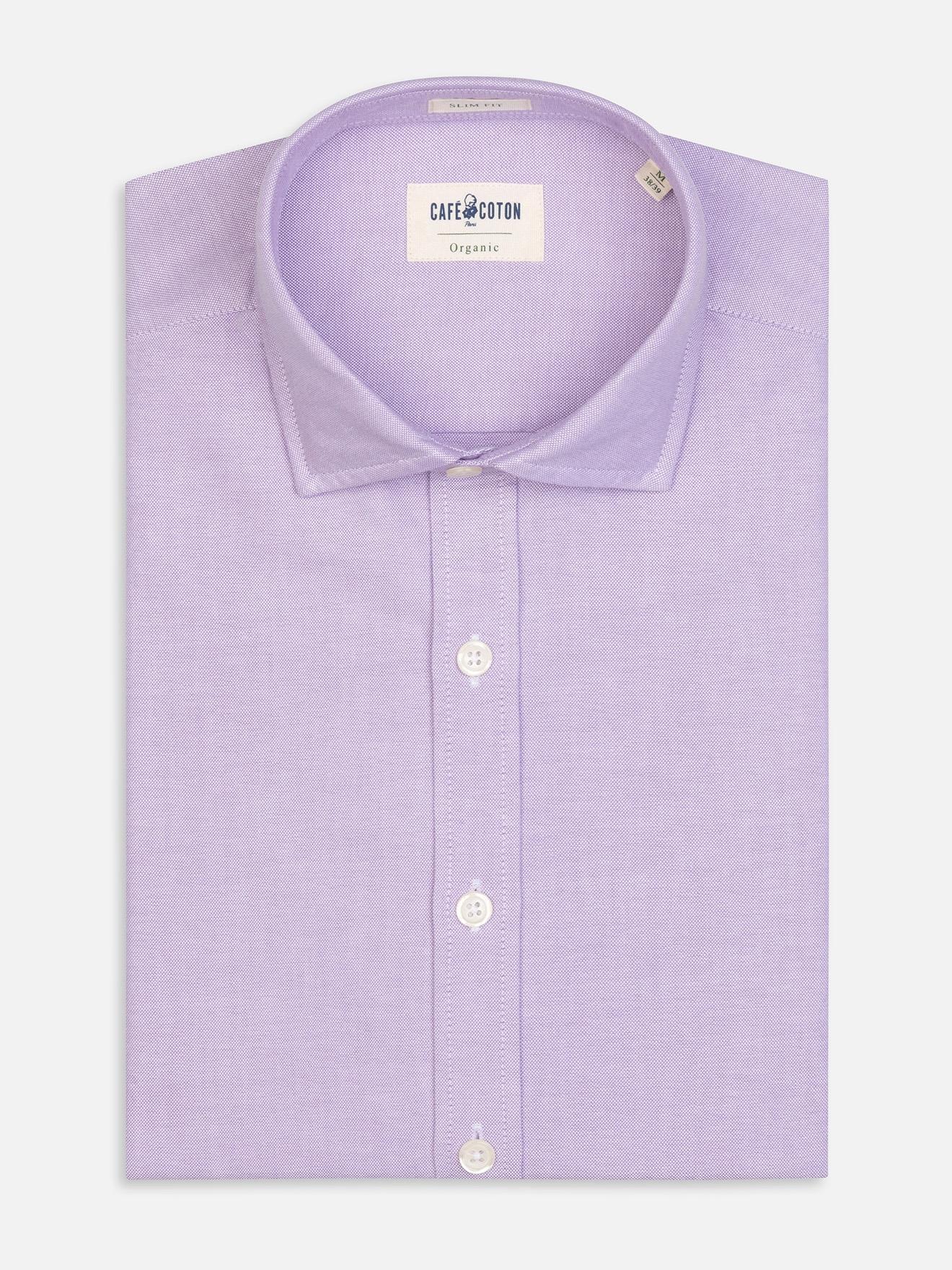 Chemise bio en oxford lavé parme