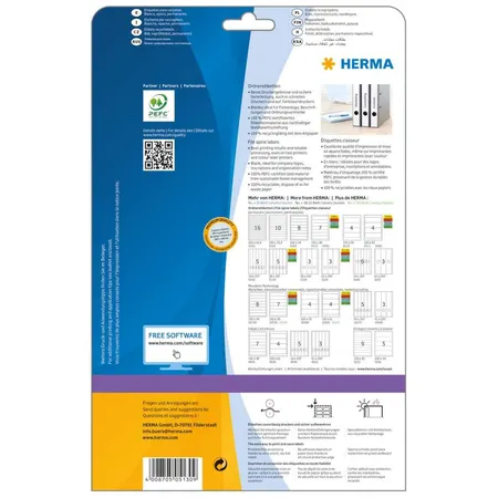 HERMA Ordneretiketten A4, 38 x 297 mm, weiß, blickdicht, permanent haftend, für schmale Ordner (lang)