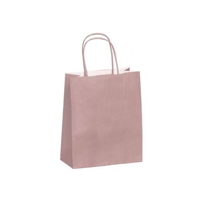 50 Sacs cadeau kraft - poignées torsadées - 35 cm x 14 cm x 41 cm - rose poudré