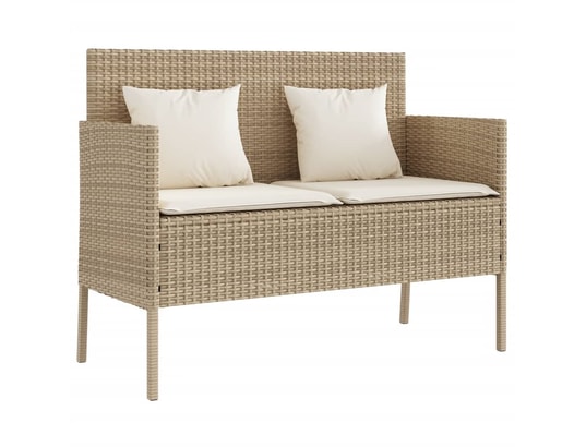 VIDAXL - Banc de jardin avec coussins beige résine tressée
