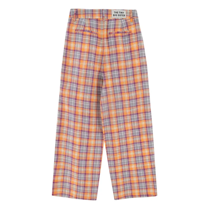 The Tiny Big Sister Pantalon Rayé Check | Orange