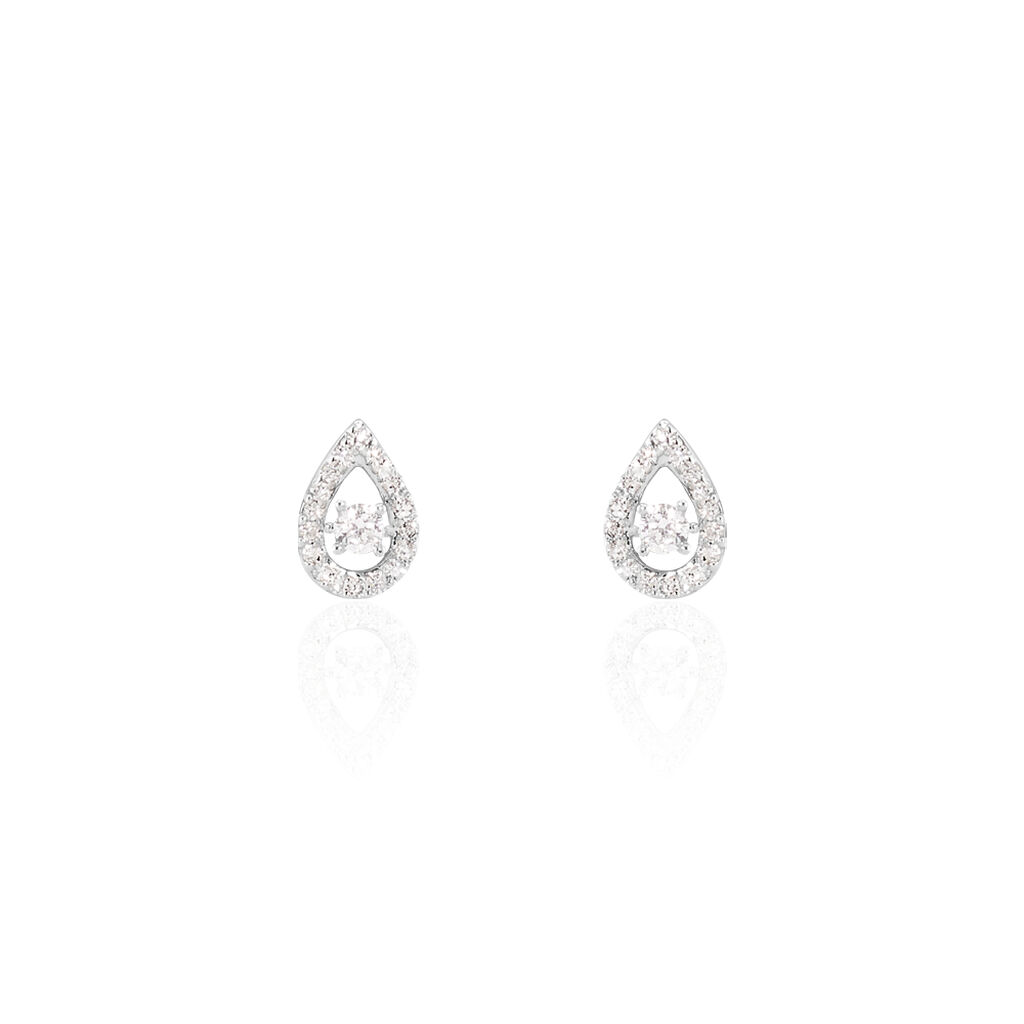 Boucles D'oreilles Puces Domitia Or Blanc Diamant