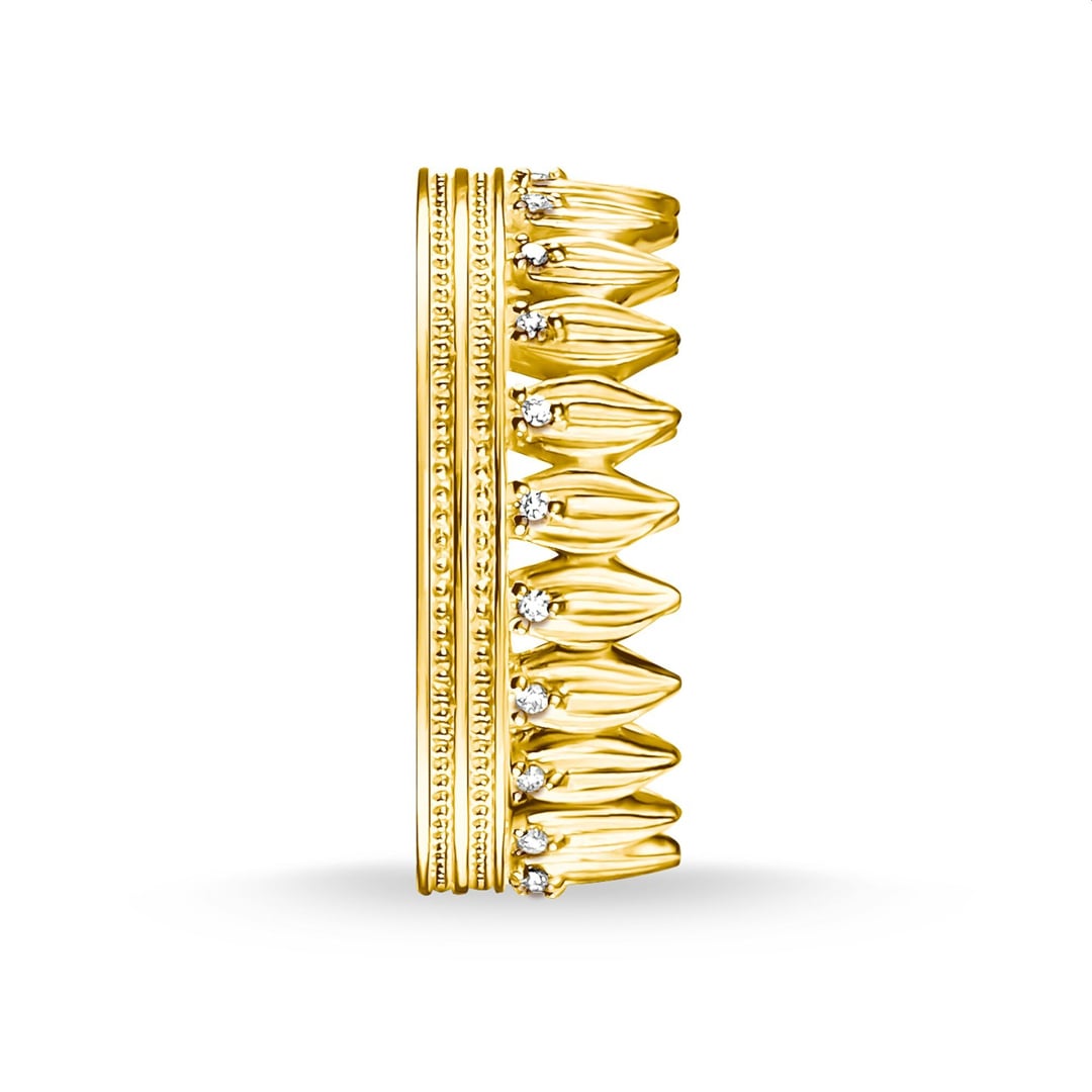 Thomas Sabo Sterling Silver Glam & Soul Damenring Krone Blätter Gold