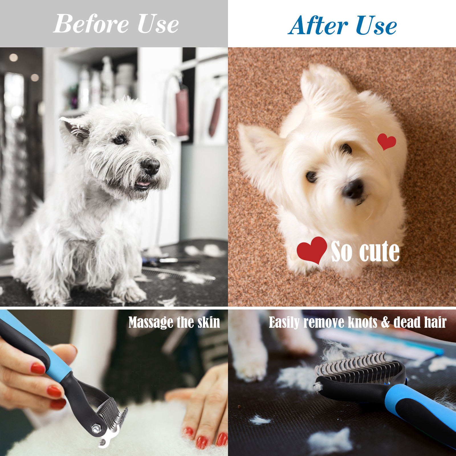 Escova Nobleza para cães e gatos, pente para remover pelos mortos e desembaraçar, para animais de estimação de pequeno, médio e grande porte.
