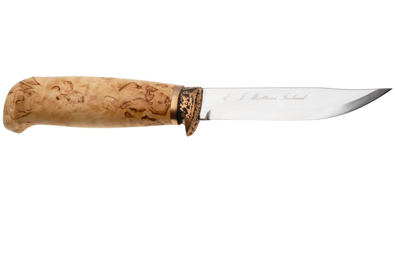 Marttiini Lynx 134 134012, Polished X46Cr13, Bronze Guard, Curly Birch outdoormes