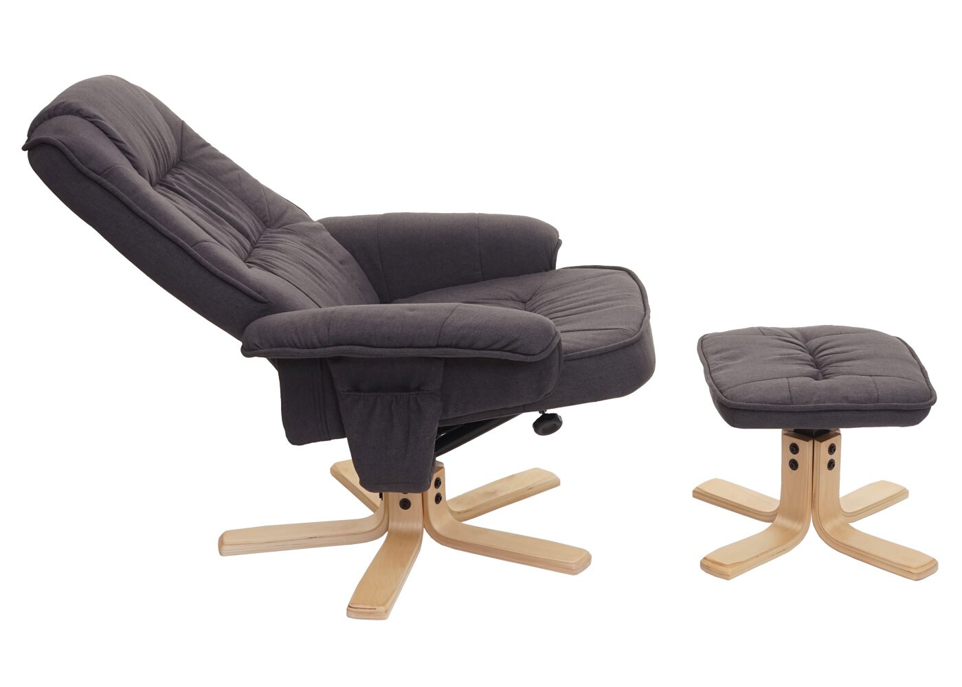Relaxsessel H56, Fernsehsessel TV-Sessel mit Hocker, Stoff/Textil, MVG-zertifiziert ~ dunkelgrau