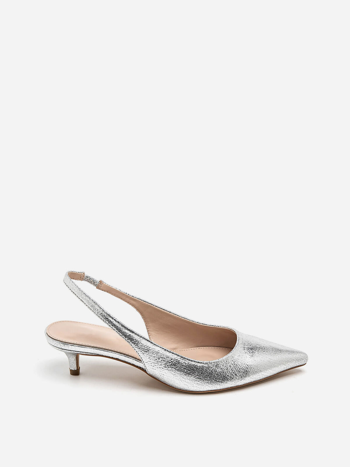 Escarpins slingback en simili texturé- Argenté