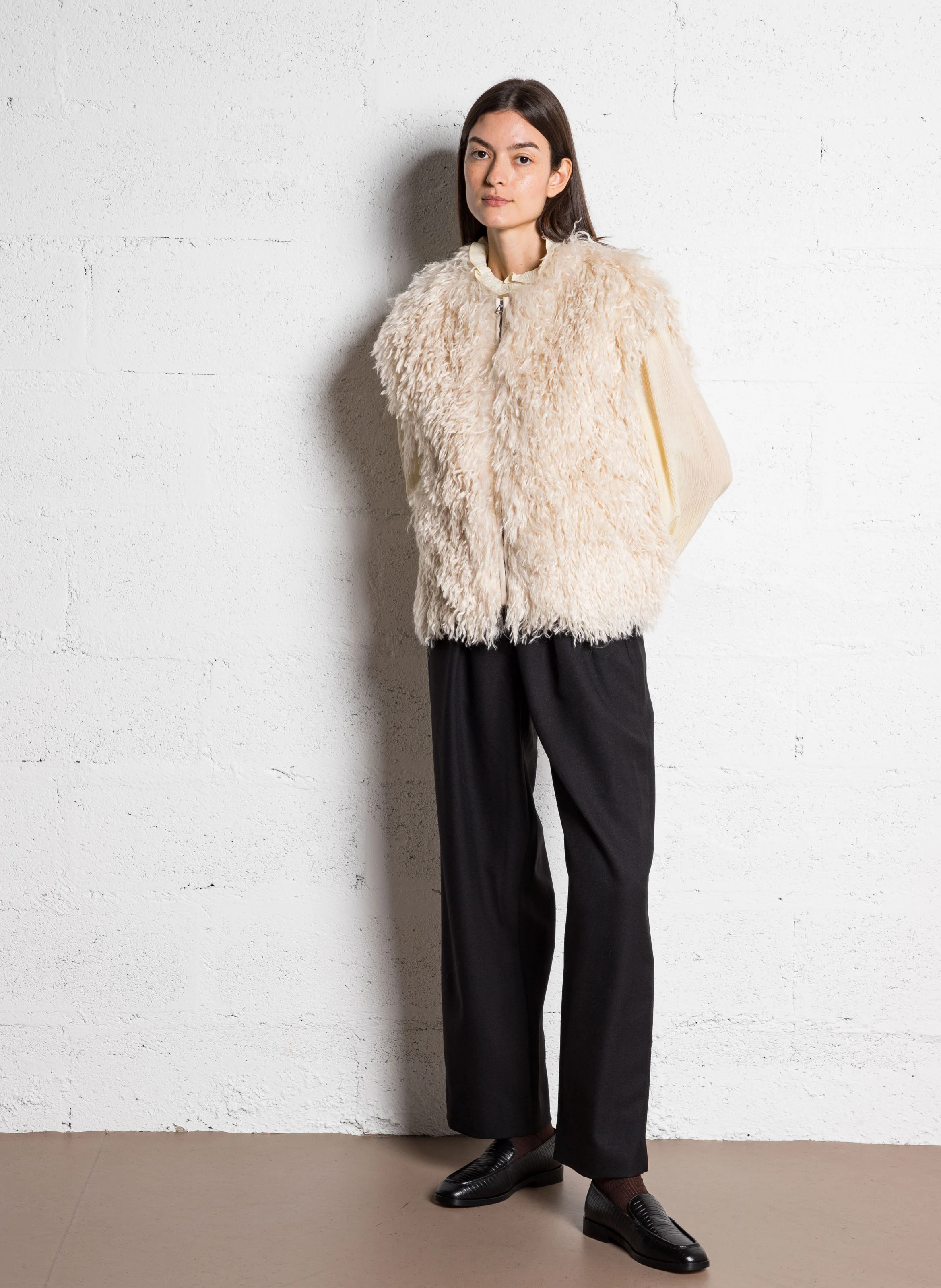 Veste sans manches effet fourrure | Blanc