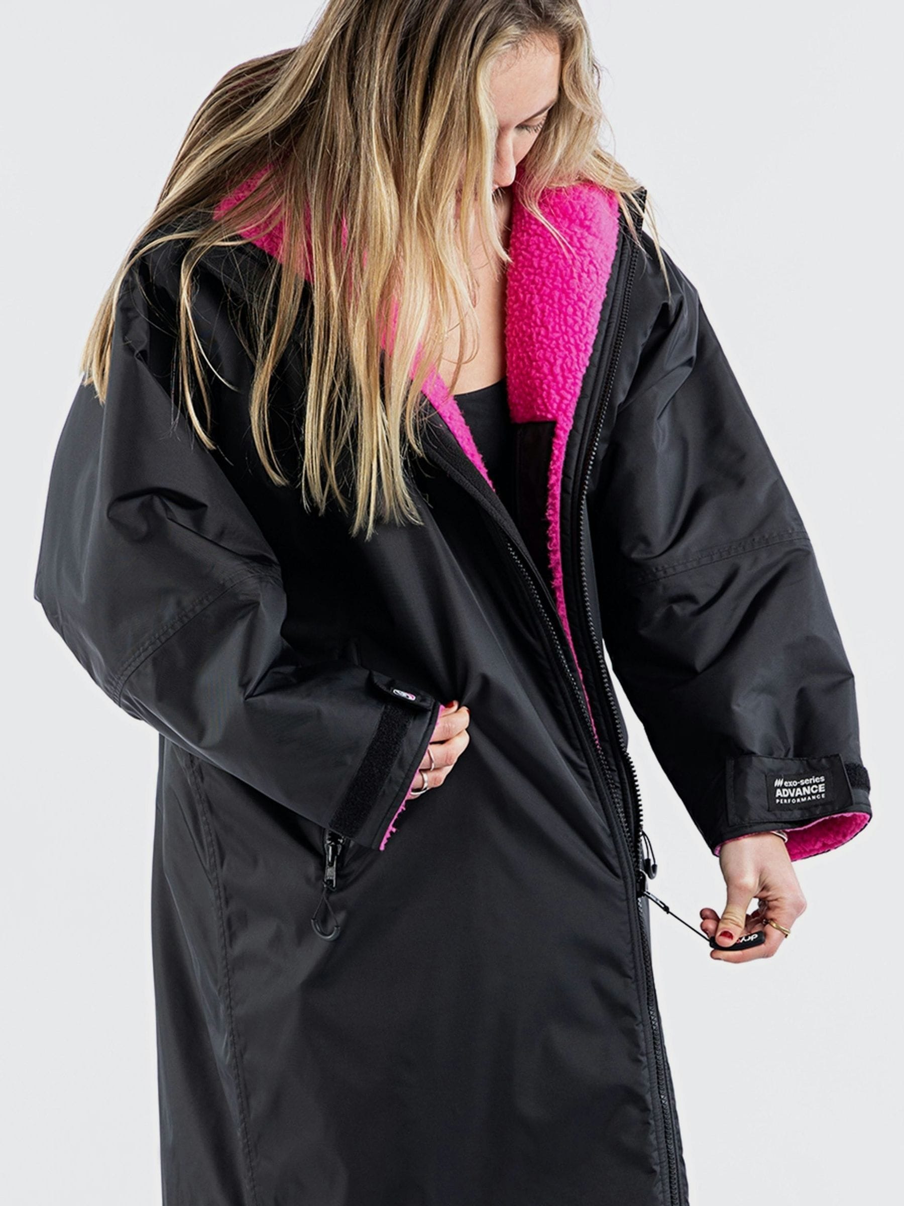 Zwart/roze - dryrobe Advance Adult Long Sleeve Changing Coats