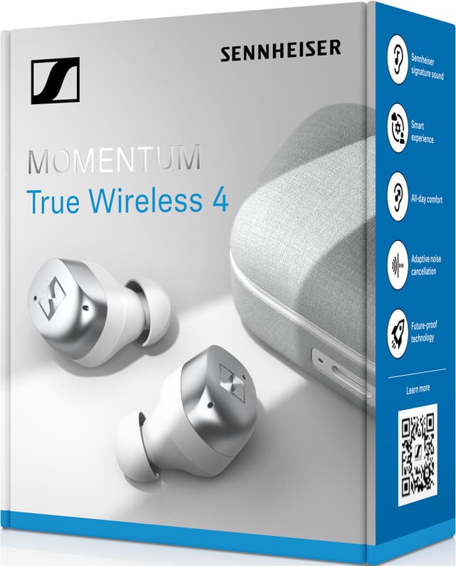Sennheiser Momentum 4 true wireless in-ear høretelefoner (hvid-sølv)