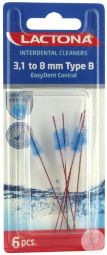 Lactona EasyDent Conical Brosse Interdentaire 3,1-8mm Type B 6 Pièces