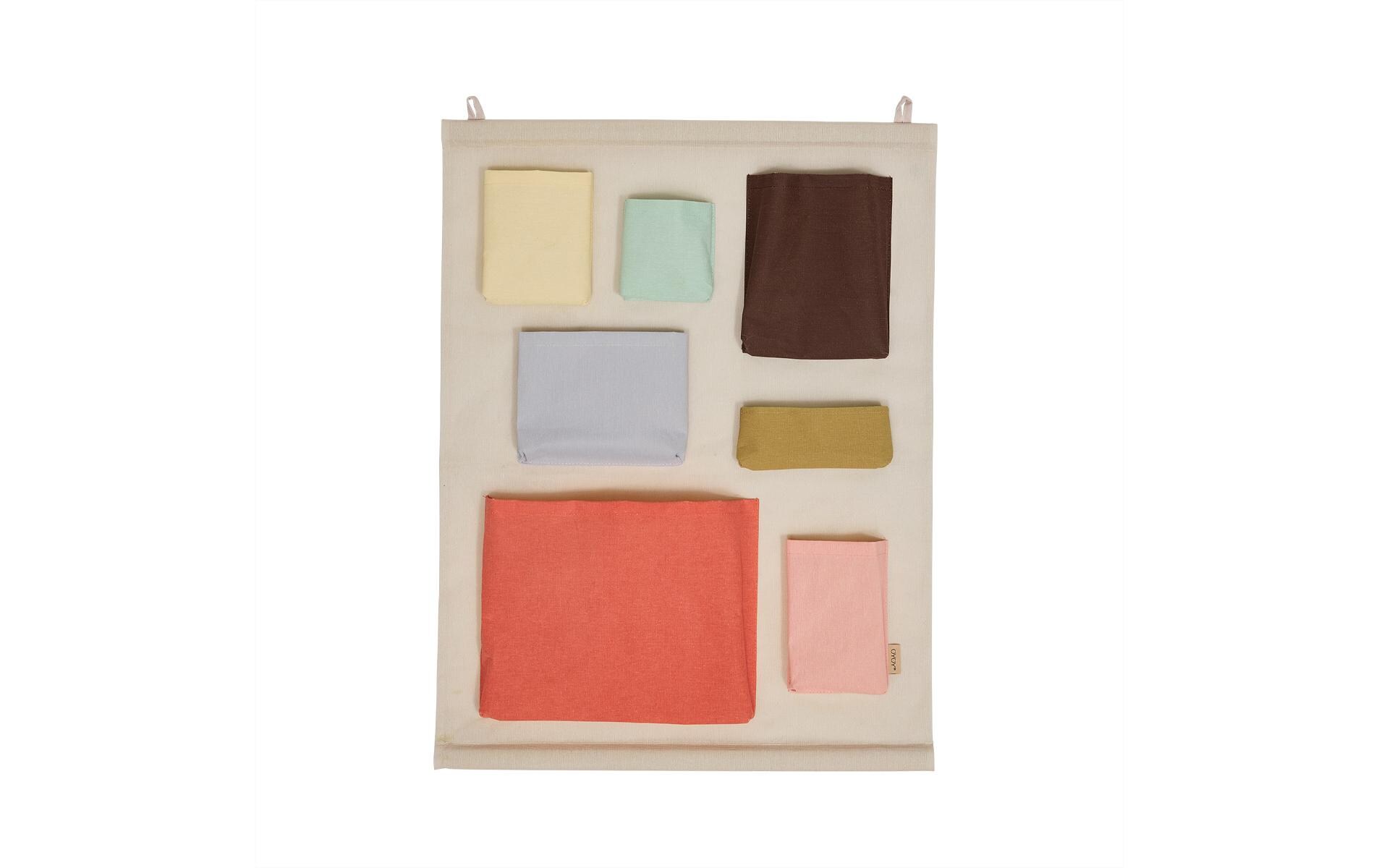 Wandspeicher Saga Beige/MehrfarbigWandorganizer mit sieben kleinen Taschen