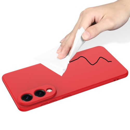 Samsung Galaxy S25 Edge Silikon Case Hülle mit Kameraschutz   Trageschlaufe - Rot