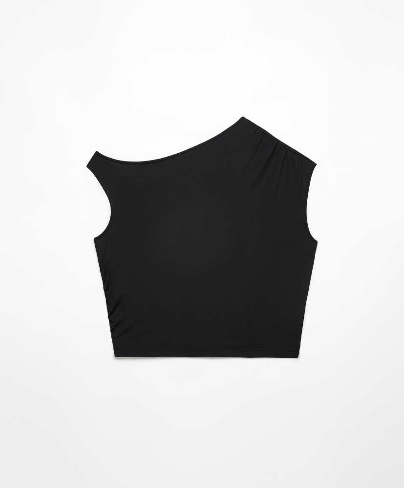 Camiseta assimétrica franzida