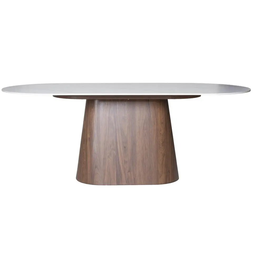 Eettafel Wit Keramiek/Walnoot - 200x90x75cm - Madia
