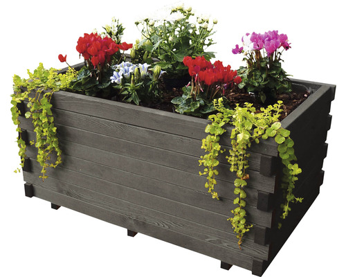 Houten plantenbak “Siena” 80 x 50 x 39 cm antraciet incl. folie