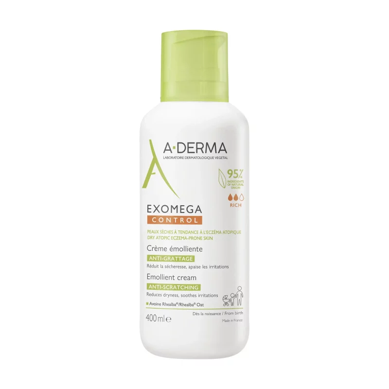 Exomega Control -Crème émolliente anti-démangeaisons - Peaux sèches à tendance à l'eczéma atopique - 400ml