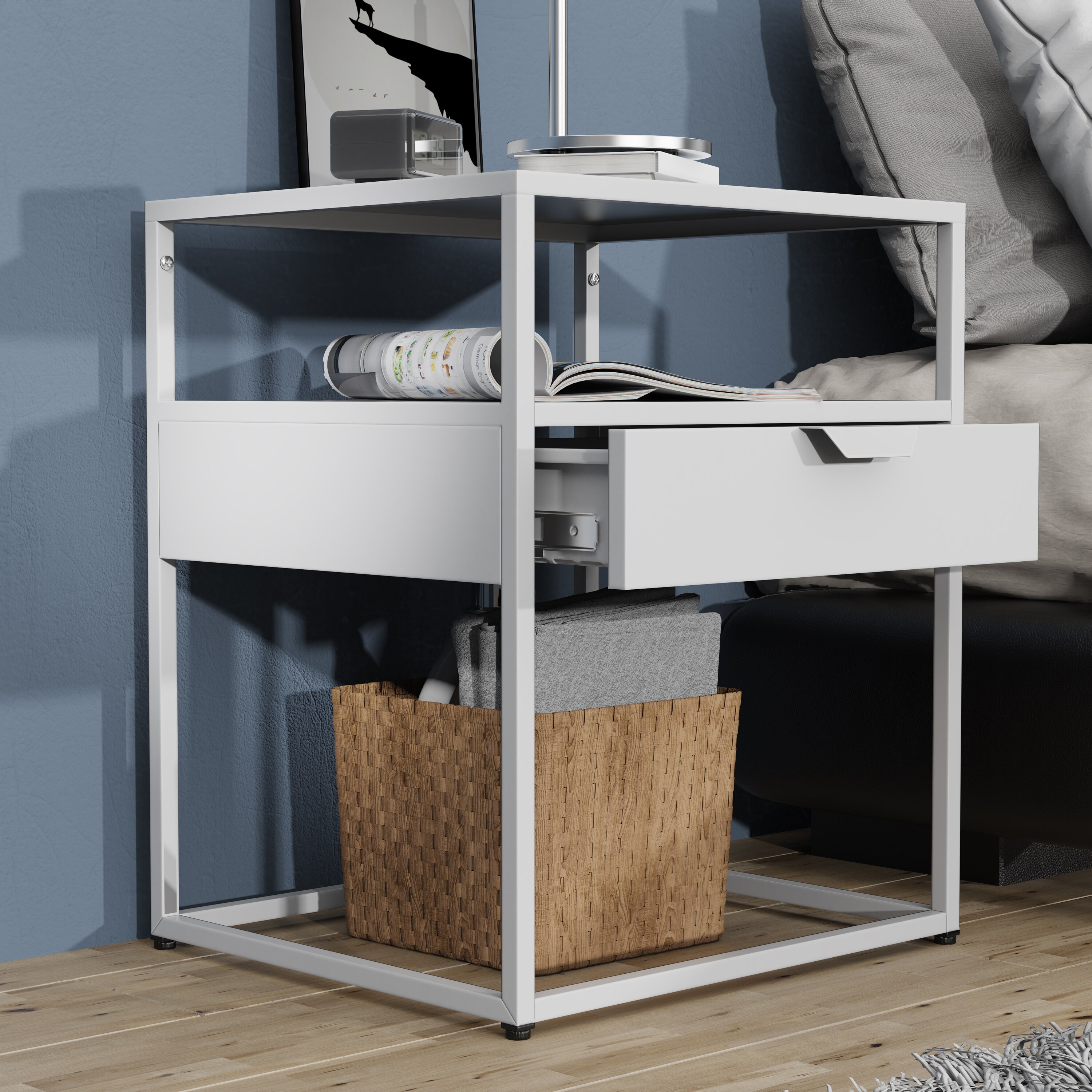 VCM Metall Nachtschrank Beistelltisch Schublade Konsole Nachttisch Flokas M