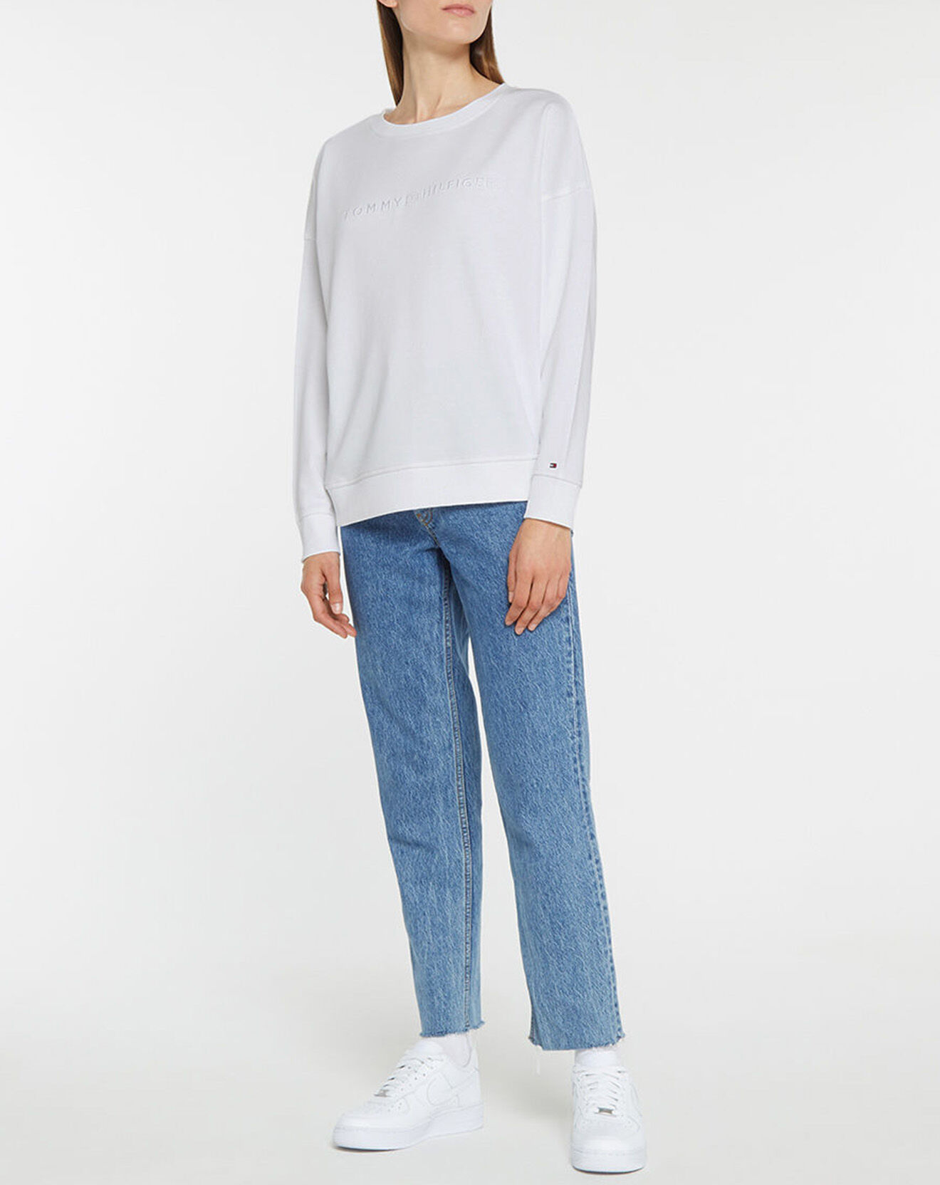 Tommy Hilfiger Sweat 100% Coton Bio Oversized Tonal blanc