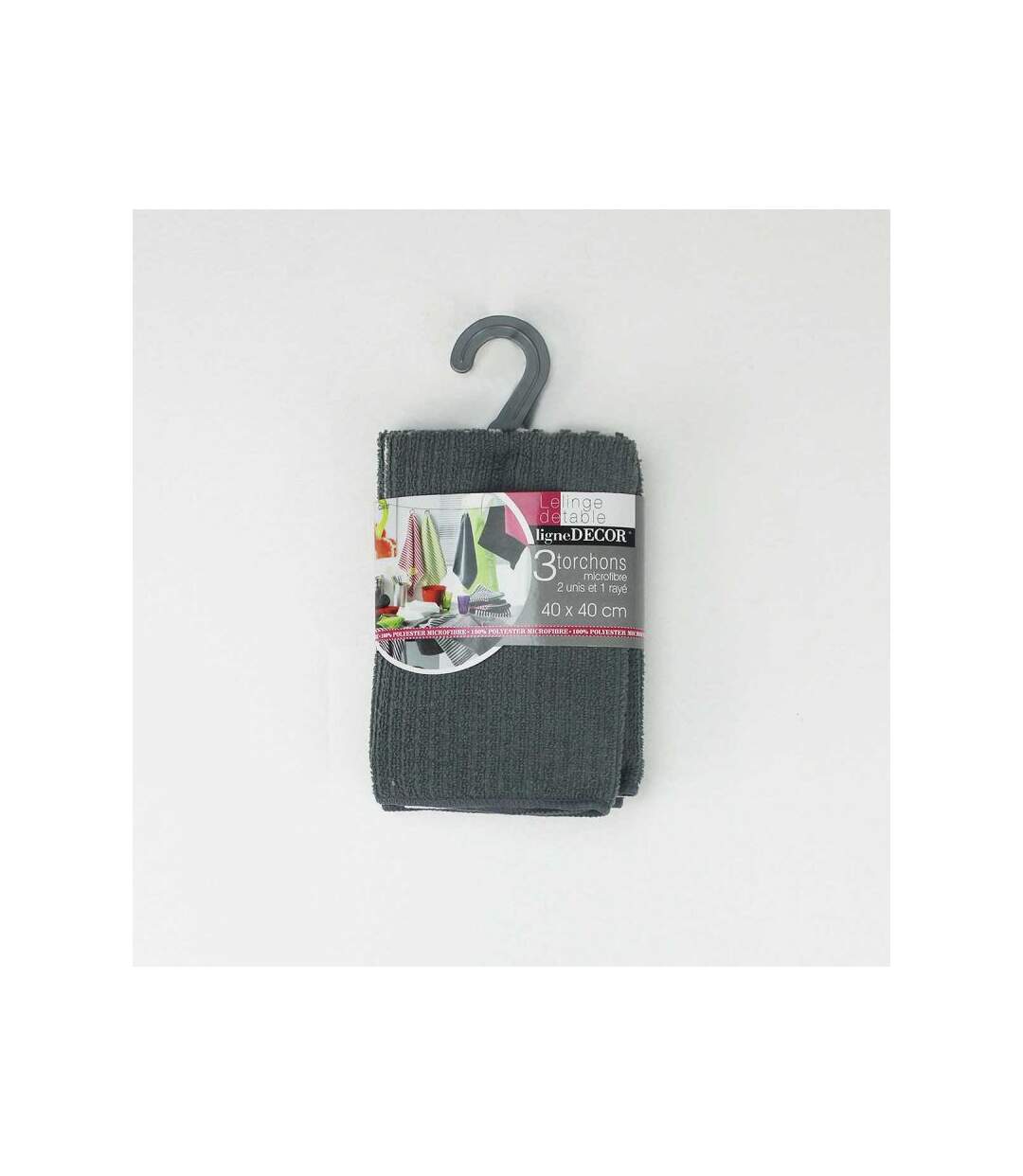Paris Prix - Lot De 3 Torchons Microfibre cuistot 40x40cm Anthracite
