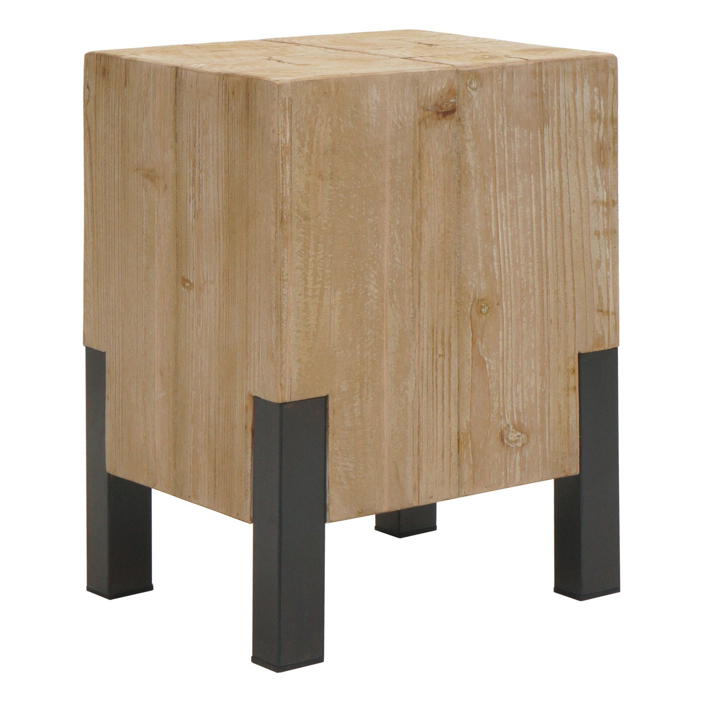 Beistelltisch MCW-L76b, Blumentisch Tisch, Industrial Metall Massiv-Holz MVG-zertifiziert, 46x32x32cm natur